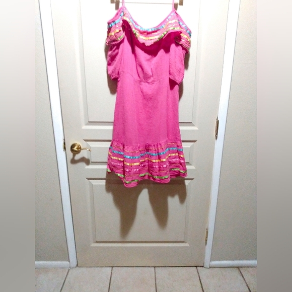 Vintage Y2K Fredrick's of Hollywood Pink Embroidered Dress. - Picture 3 of 5